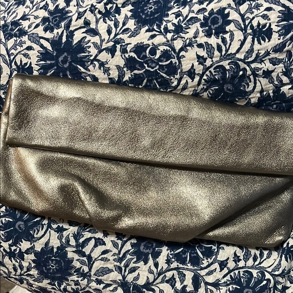 Banana Republic ruched bronze leather Clutch Bag - Picture 1 of 5